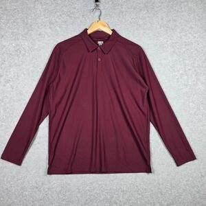 Under 5'10‎ Rugby Polo Shirt Mens Size Large Burgundy Performance L/S Pique NEW